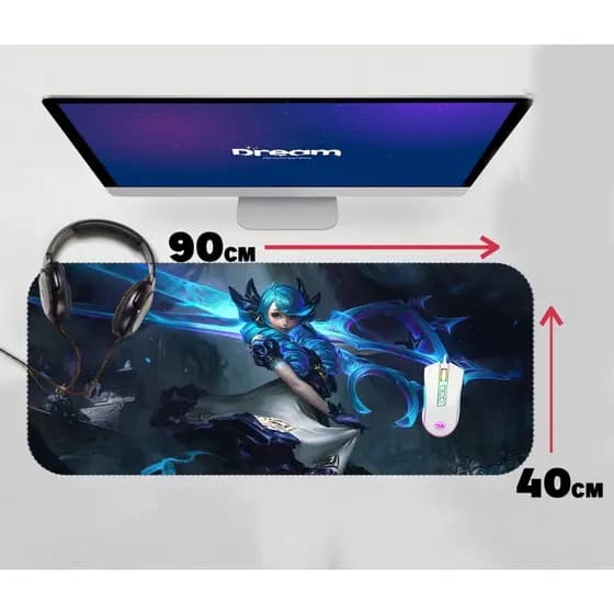 Mouse Pad Gamer Gwen League of Legends LOL Extra Grande 90x40 Personalizado borda costurada mousepad