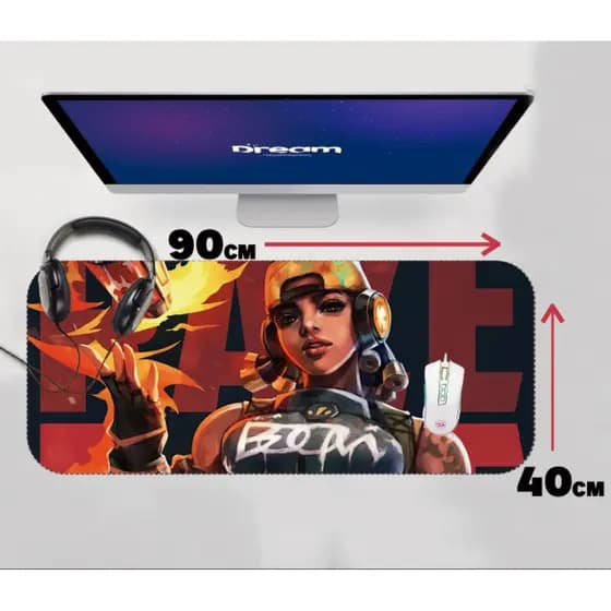 Mouse Pad Gamer Raze Valorant Extra Grande 90x40 70x30 Personalizado borda costurada mousepad