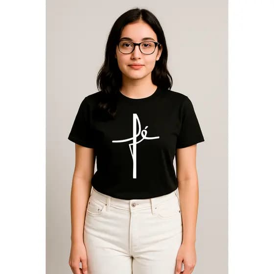 Camiseta Fé 100% algodão 30.1 camisa jesus religião