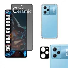 KIT Para Xiaomi Poco X5 Pro 5g | Película Privacidade Fosca 9D - Capa Anti Impacto - Película da Câmera 3D