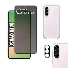 KIT Para Samsung Galaxy A56 - Película de Privacidade Fosca 9D - Capa - Câmera