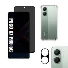 KIT Para Xiaomi Poco X7 Pro - Película de Privacidade 3D - Capa - Câmera