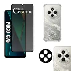 KIT Para Xiaomi Poco C75 - Película de Privacidade Fosca 9D - Capa - Câmera
