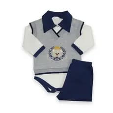 Conjunto Pagão Body Bebê Calça e Colete Bordado Kit 3pçs