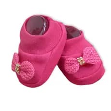 Sapatinho Bebê e Infantil Tipo Pantufa Meia Menina(o) Detalhe Em Tricô 1 par