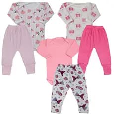 3 Conjunto Body Bebê e Mijão Pé Reversível Menina Menino Kit 6pçs