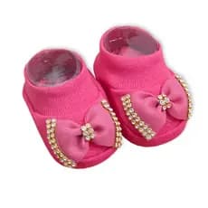 Sapatinho Bebê e Infantil  Tipo Pantufa Meia Menina Tema de Lacinho Charme