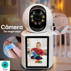 Câmera Segurança Wifi Tela Bidireccional Baba Eletronica Ip Icsee Visão Noturna 4MP Full HD
