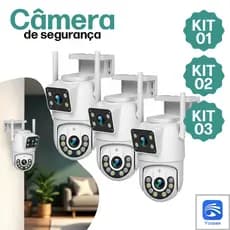 Câmera IP Dupla Wifi  Prova D'Água com Zoom, Rastreamento Automático App Yoosee IP66 360°