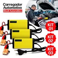 Carregador de Bateria Chupeta Automotivo Inteligente Carro Moto c/ Cabo Tomada Bivolt Veicular 12v