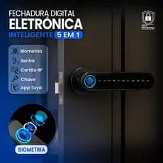 Fechadura Digital Biometria Senha Cartão Rf Chave E App Tuya Controle pelo Celular Inteligente