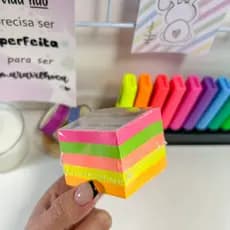 Bloco De Notas Adesivas Sticky Notes Neon 5,1x5,1cm 400 Fls Marcador Lembrete Escritorio Escola
