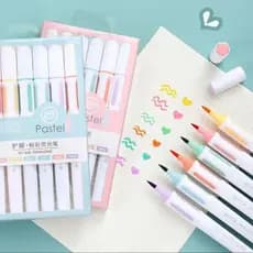 Kit Caneta Brush Tom Pastel Ponta Pincel 6 Cores Marcador Lettering Caligrafia Desenho Escolar