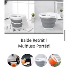Balde de silicone retratil dobravel  facilita o armazenamento