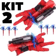 Kit 2 Luvas Homem Aranha Infantil Atirador de Teia Dardo Brinquedo Spider Man Menino e Menina