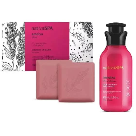 Kit Boticario Nativa SPA Ameixa Sabonetes em barra 2 unidades e Loção Nutritiva 400ml