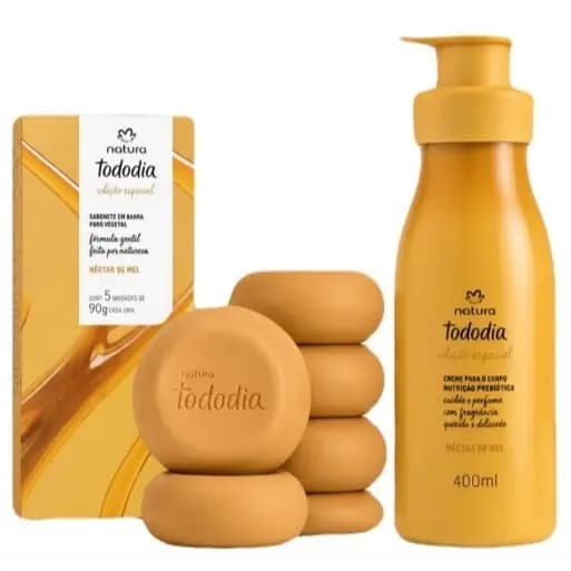 Kit Presente Natura Néctar de Mel Creme Hidratante Corporal 400ml + Cx c 5 Sabonetes 90g