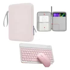 Kit Bolsa + Teclado E Mouse Bluetoot P/ Lenovo Idea Tab 11' Rosa/rosa