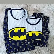 Pijama meia manga pai e filho heróis ENVIO CONFORME O ESTOQUE/HEROIS VARIADOS