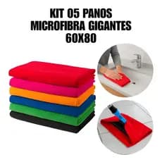 05 Un. Pano De Chão Microfibra Gigante 60x80 Multiuso