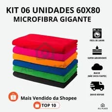 06 Un Pano De Chao Microfibra Gigante 60x80 Multiuso Limpeza Prato Carro Atoalhado Absorvente Toalha