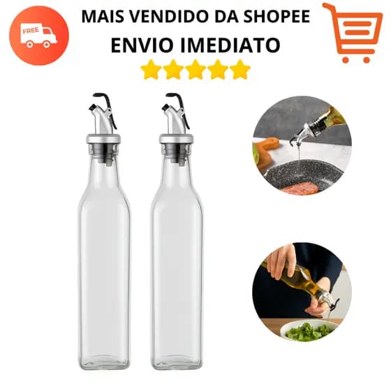 Galheteiro de Vidro Dosador 1 ou 2 Peças Vidro 500ml Porta Azeite Vinagre Utensílios De Cozinha