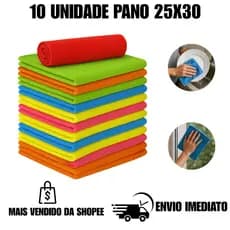 KIT 10 PANOS DE LIMPEZA MICROFIBRA ALTA ABSORÇÃO MULTIUSO PRATO ATOALHADO MICROFIBRA ATOALHADO