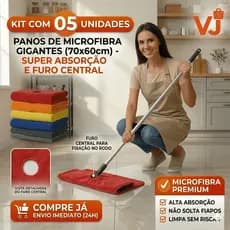 Kit 05 Toalha Furado Microfibra 70x60 Limpeza Carro Pano De Chão Grande Seca Rápido
