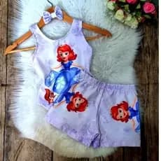 kit com 5 Conjunto ( 5 short+5 bory+tiara) atacado.( suplex temático)