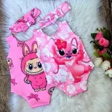 Bory maiô baby temático ( trajes de banho)( Bory+turbante)