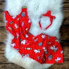 Kit com 5  conjunto no suplex infantil ( 5 short + 5 bory maiô + 5 tiara )#menina#fofura.