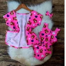 Kimono + Bory Infantil + Laçinho 3 a 6 anos(estampas mandamos variadas)