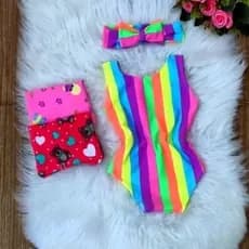 Kit 5 Bory Baby + Tiara  maiô infantil 6 meses a 2 anos Atacado