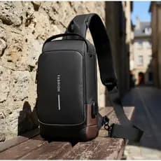Mochila de Ombro Transversal Compacta Unilateral USB Trava de Código Á prova d'água