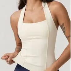 Blusa Feminina Top Halter Ajustado Decote Frente Unica Costa Nua Casual Moda Gringa Verão 2026