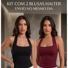 Kit com 2 Blusas Femininas Estilo Halter com Sustentação Moda Gringa Top Antonella