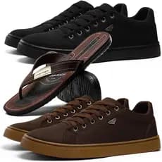 Kit 2 Sapatênis Casual Masculino Tênis Skatista + Chinelo Confortável Danper