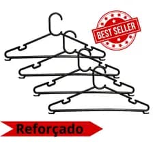 30 Cabide Adulto Preto Redondo Direto Da Fábrica.