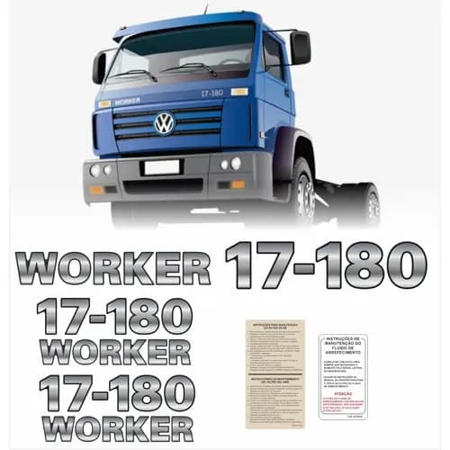 Kit Adesivo Volkswagen 17-180 Worker Emblema Caminhão Cmk75