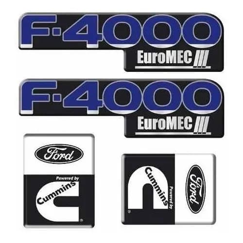 Kit De Emblemas Resinado Ford F4000 Euromec + Cummins Preto