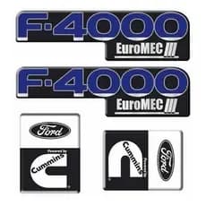 Kit De Emblemas Resinado Ford F4000 Euromec + Cummins Preto