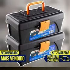 Kit 2 Maletas Caixa de Ferramentas Pesca Econômica Organizadora Com Bandeja Multiuso Maleta Grande
