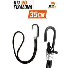 Kit 20 Fixalona Elástica 35cm com Gancho de Metal Reforçado – Prendedor de Carga Moto Caminhão Bagagem Alta Resistência