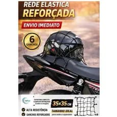Rede Elástica Aranha Moto 42x42 Reforçada p/ Capacete Bagageiro Carga com Gancho – Alta Resistência Motoboy