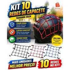 Kit 10 Redinhas para Capacete 35x35cm Elástica Resistente – Rede Porta Capacete Moto Bike Bagageiro  Universal Ajustável