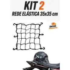 Rede Elástica Moto 35x35cm para Capacete e Carga | Fixador Bagageiro com Ganchos Reforçados | Rede para Moto Resistente