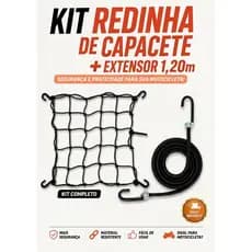 Rede Elástica Moto Capacete 35x35 + Extensor 1,20m Reforçada Bagagem Bike Aranha