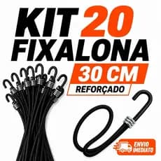 Kit 20 Fixalona 30cm Extensor Elástico Com Gancho Ferro Super Forte