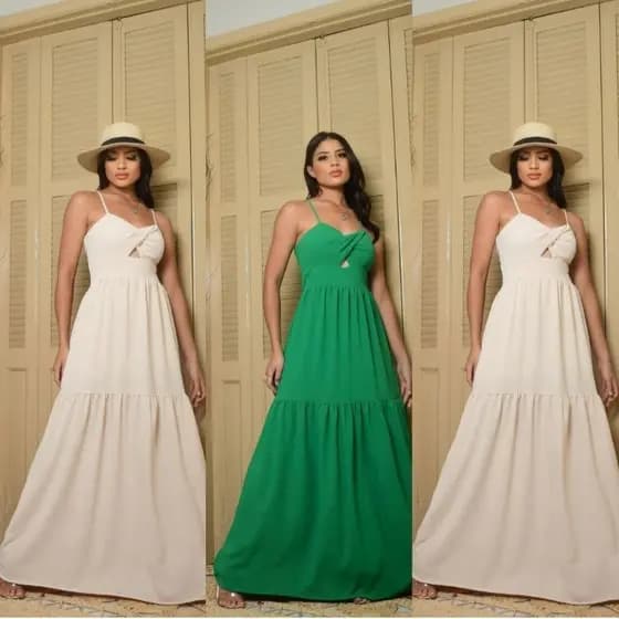 vestido longo alcinha