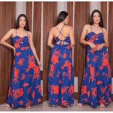 vestido estampa longo alcinha